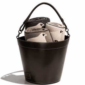 MOREAU LEATHER BIN WITH HANDLE ESPRESSO