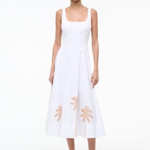 WELLS DRESS PALM EMBROIDERY