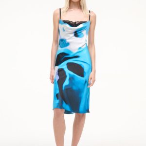 EVANGELINE SILK DRESS BLUE HAZE
