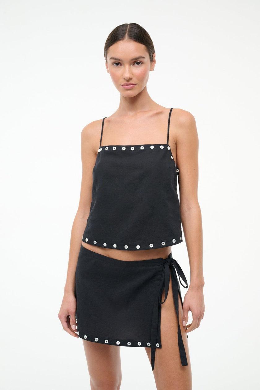 KIRRA LINEN TANK  BLACK