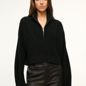 CASHMERE CROPPED HAMPTON SWEATER BLACK