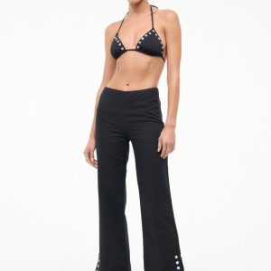PIHA LINEN COVERUP PANT BLACK