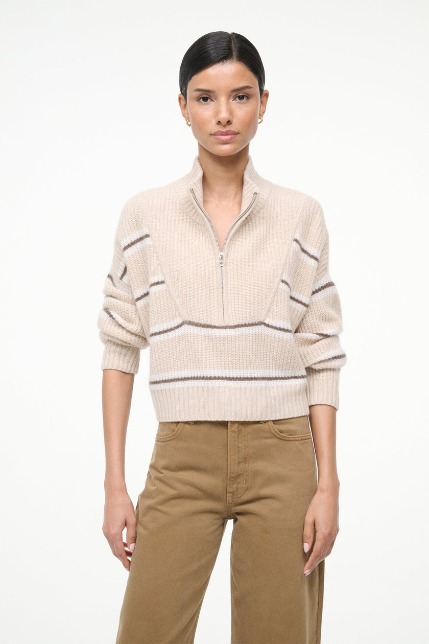 CASHMERE CROPPED HAMPTON SWEATER WHISPER STRIPE - Image 3
