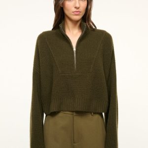 CASHMERE CROPPED HAMPTON SWEATER OLIVE