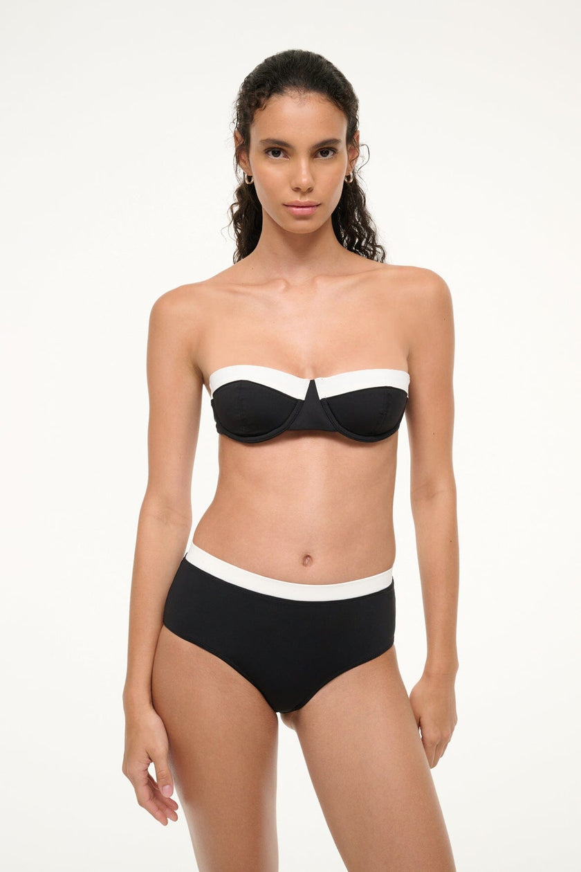 DEVON HIGH RISE BIKINI BOTTOM BLACK WHITE - Image 3