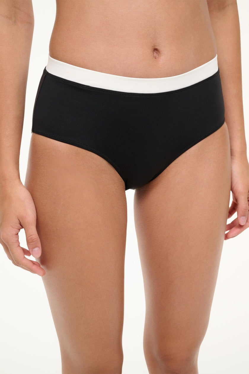 DEVON HIGH RISE BIKINI BOTTOM BLACK WHITE - Image 4
