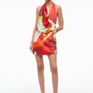 LIORA SILK DRESS  RED ZONE
