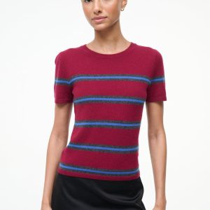 EASY CASHMERE TEE  CRIMSON STRIPE
