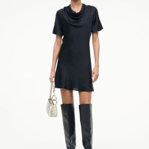 IRIS SILK DRESS  BLACK