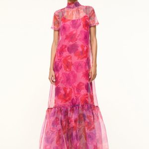 CALLUNA DRESS MAGENTA PAINTED FLORAL