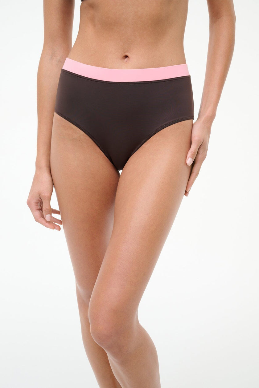 DEVON HIGH RISE BIKINI BOTTOM DARK CHOCOLATE MULTI - Image 2