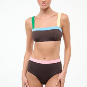 DEVON HIGH RISE BIKINI BOTTOM DARK CHOCOLATE MULTI