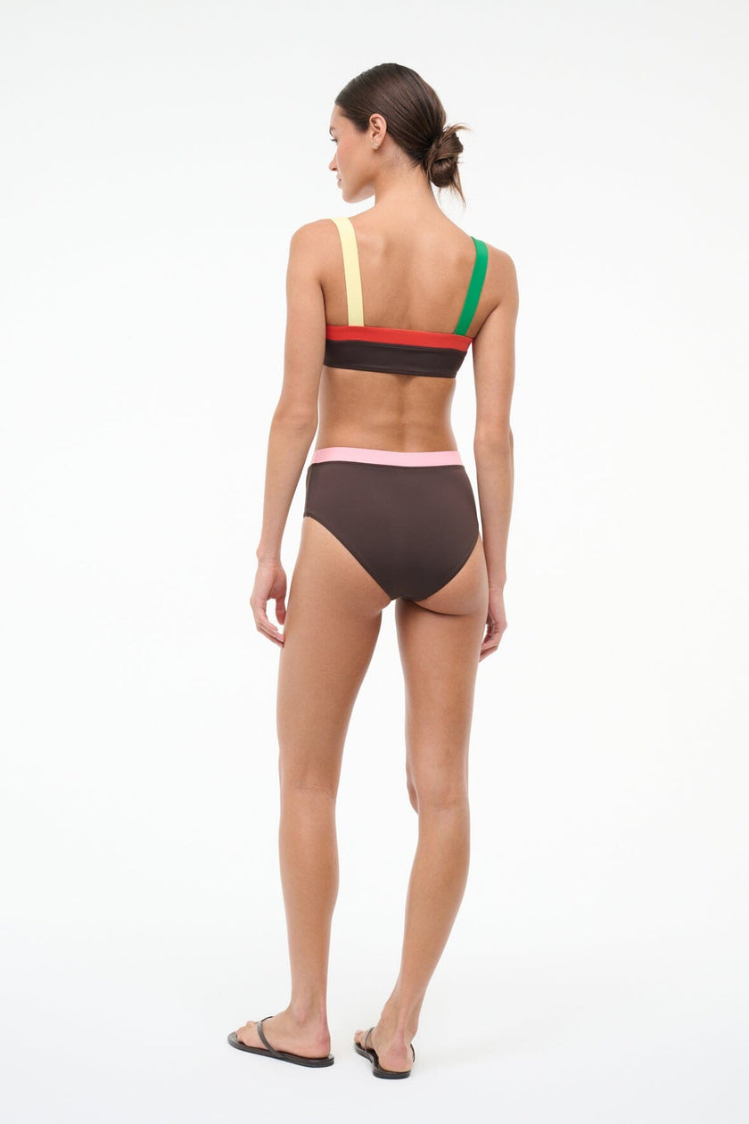 DEVON HIGH RISE BIKINI BOTTOM DARK CHOCOLATE MULTI - Image 3