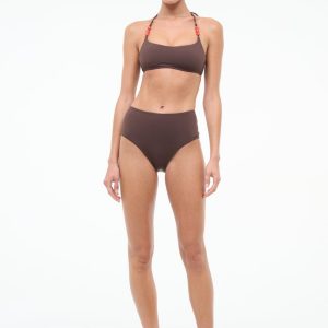 DEVON HIGH RISE BIKINI BOTTOM DARK CHOCOLATE