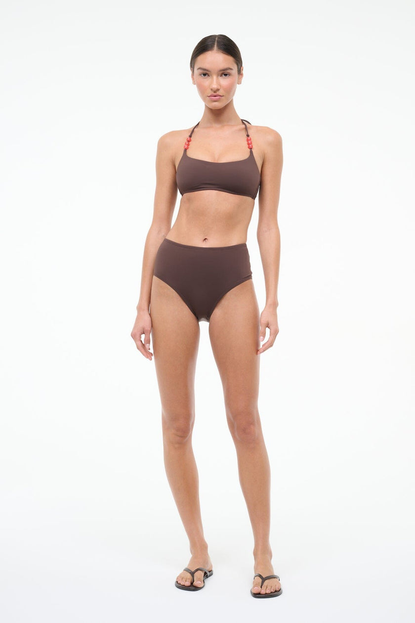 DEVON HIGH RISE BIKINI BOTTOM DARK CHOCOLATE