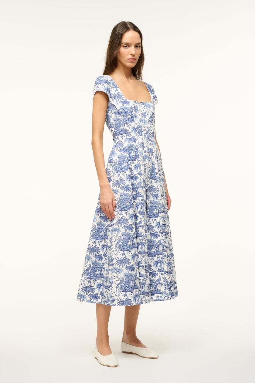 SHORT SLEEVE WELLS DRESS BLUE TOILE - Image 3