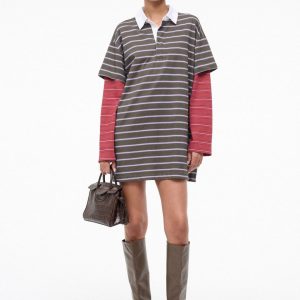 IVAR DRESS PINE STRIPE BURGUNDY STRIPE