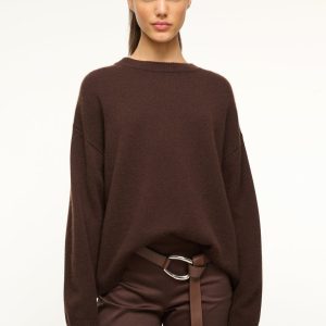 SERRANO CASHMERE RELAXED CREW DARK CHOCOLATE