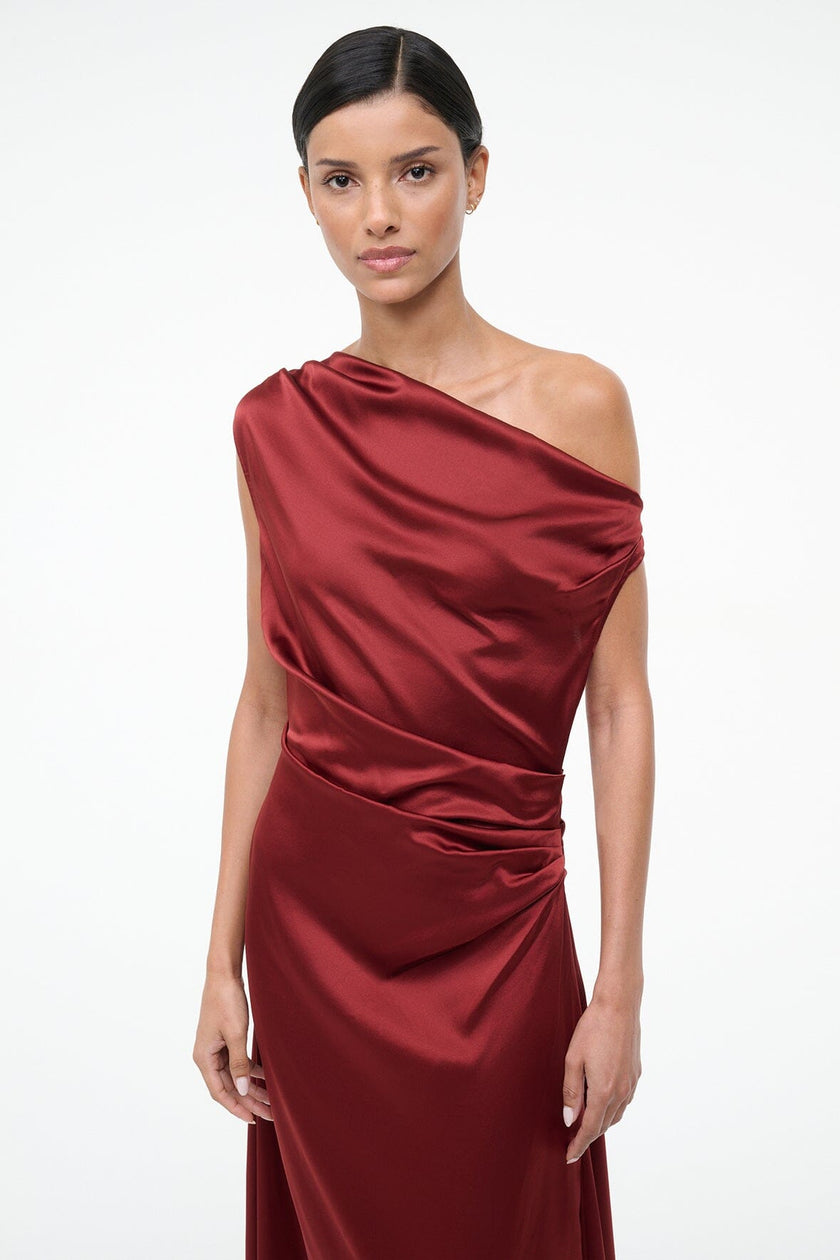 MAXI PHARE SILK DRESS SANGRIA - Image 4