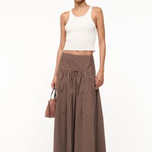 PROCIDA SKIRT DARK OAK MICRO STRIPE