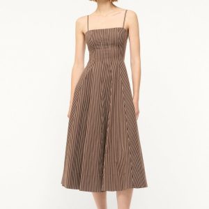WYLIE DRESS DARK OAK MICRO STRIPE