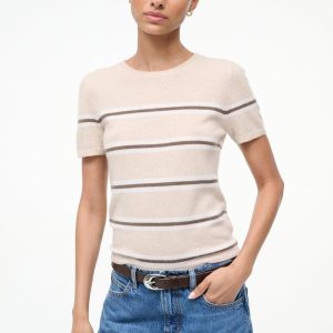 EASY CASHMERE TEE WHISPER STRIPE