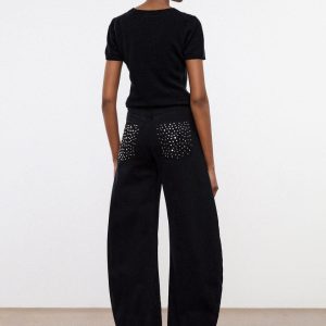 JACKSON BARREL JEAN STUDDED BLACK