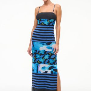LEONA MESH DRESS BLUE HAZE MULTI