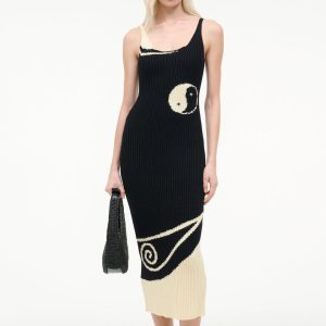 LETA DRESS  BLACK IVORY