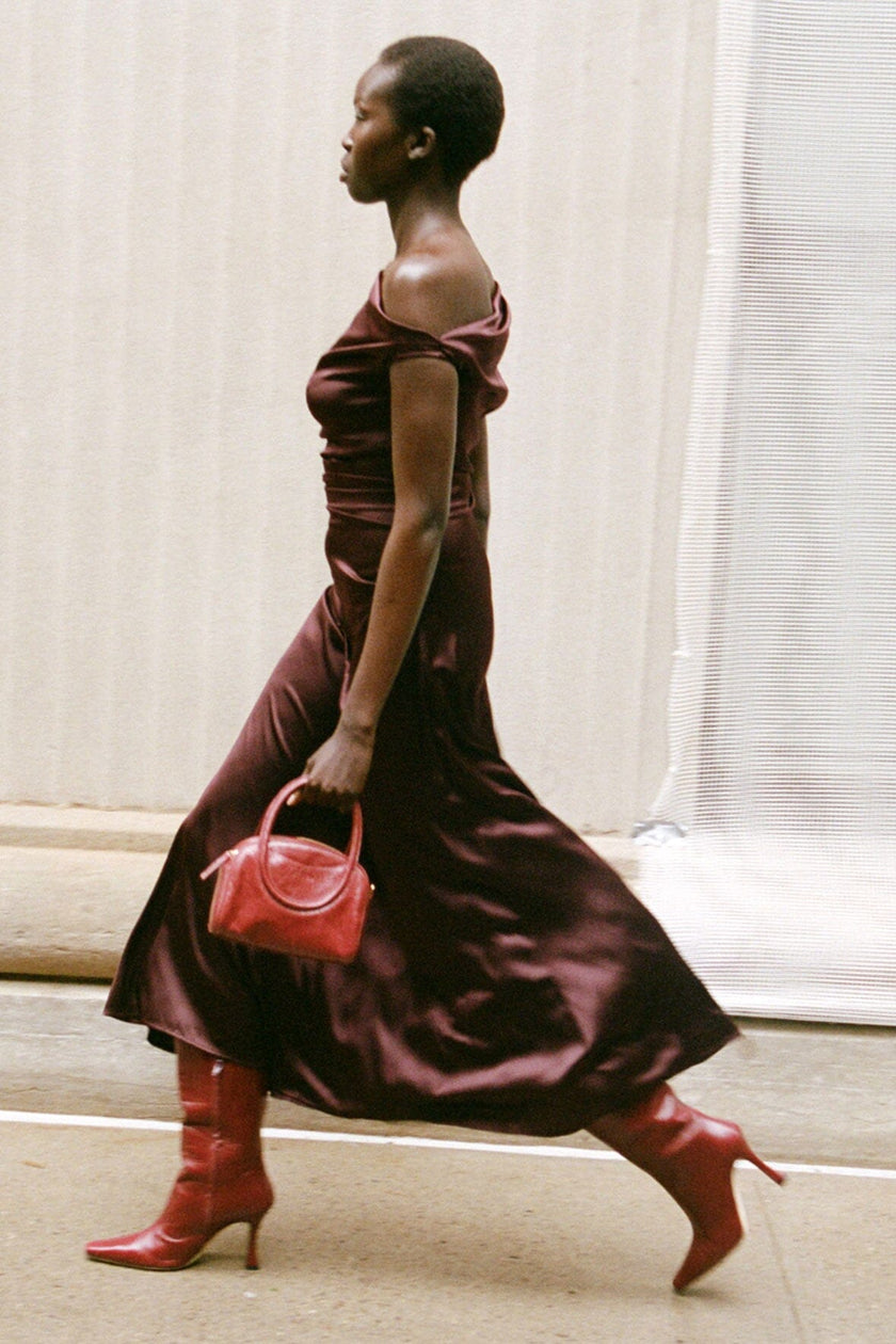 PHARE SILK DRESS MERLOT - Image 5