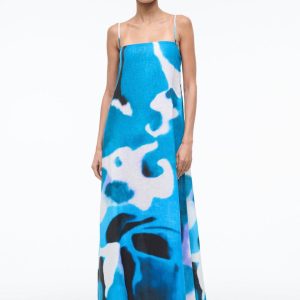 LAURA LINEN DRESS  BLUE HAZE