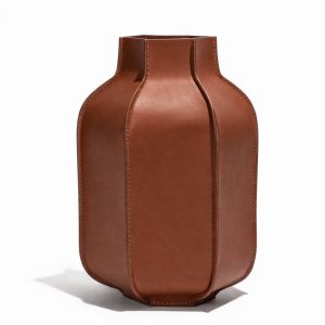 HOLLIS LEATHER BOTTLE VASE TAN