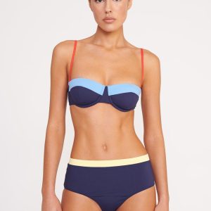 DEVON HIGH RISE BIKINI BOTTOM NAVY COLORBLOCK