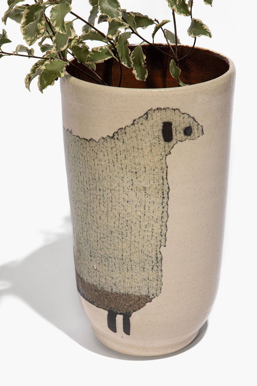 CERAMIC SHEEP VASE TALL - Image 3