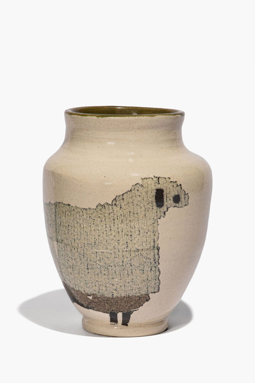 CERAMIC SHEEP VASE ROUND