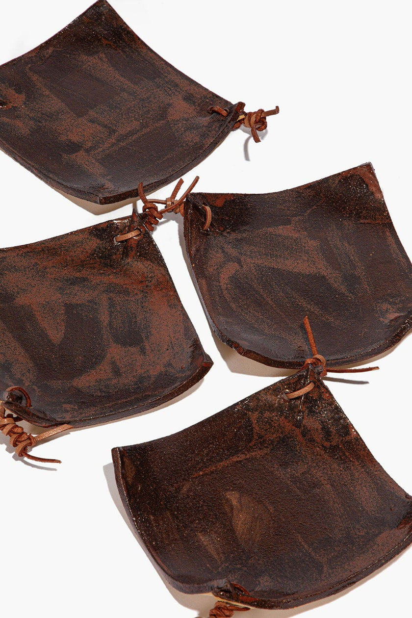 CERAMIC SQUARE COASTERS BURNT SIENNA GLAZE - Image 3
