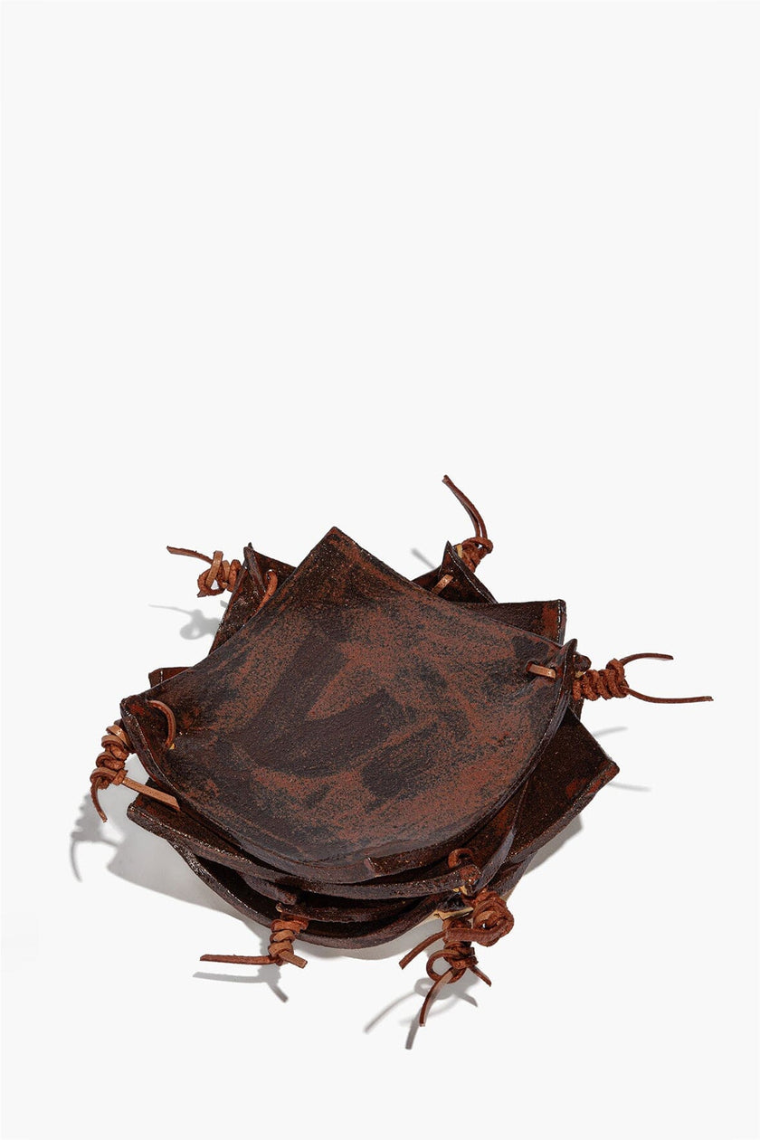CERAMIC SQUARE COASTERS BURNT SIENNA GLAZE - Image 2