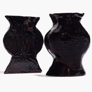 CERAMIC VASE BOOKENDS BLACK