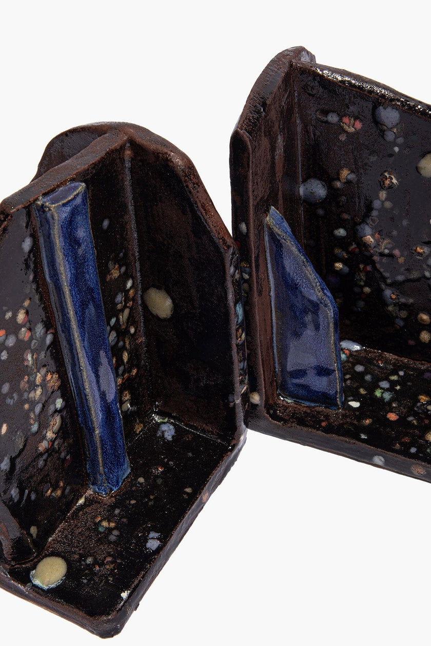 CERAMIC BOOKENDS MIDNIGHT CONFETTI GLAZE - Image 3
