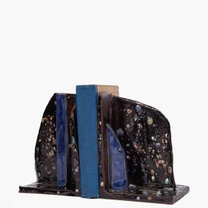 CERAMIC BOOKENDS MIDNIGHT CONFETTI GLAZE