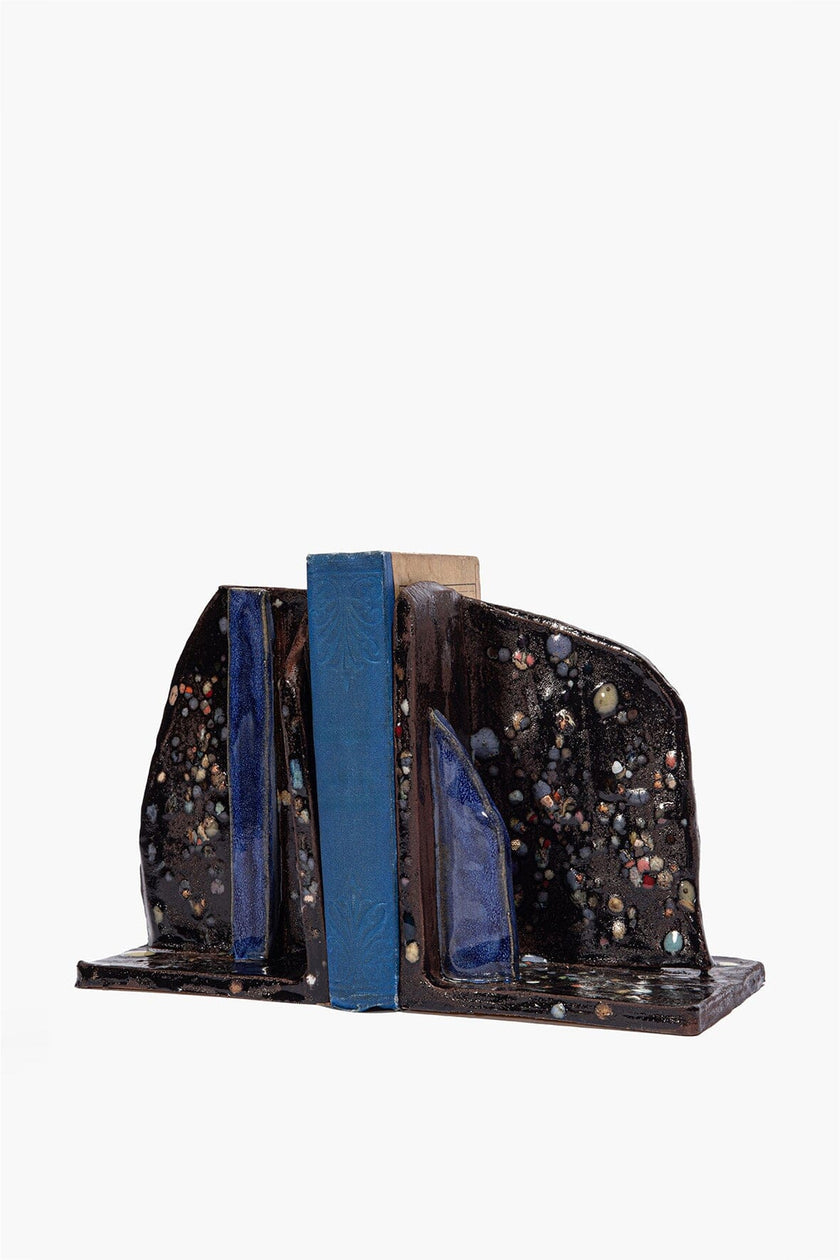 CERAMIC BOOKENDS MIDNIGHT CONFETTI GLAZE