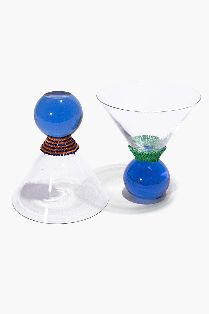 BEADED MARTINI BAR SET BLUE STRIPE - Image 3