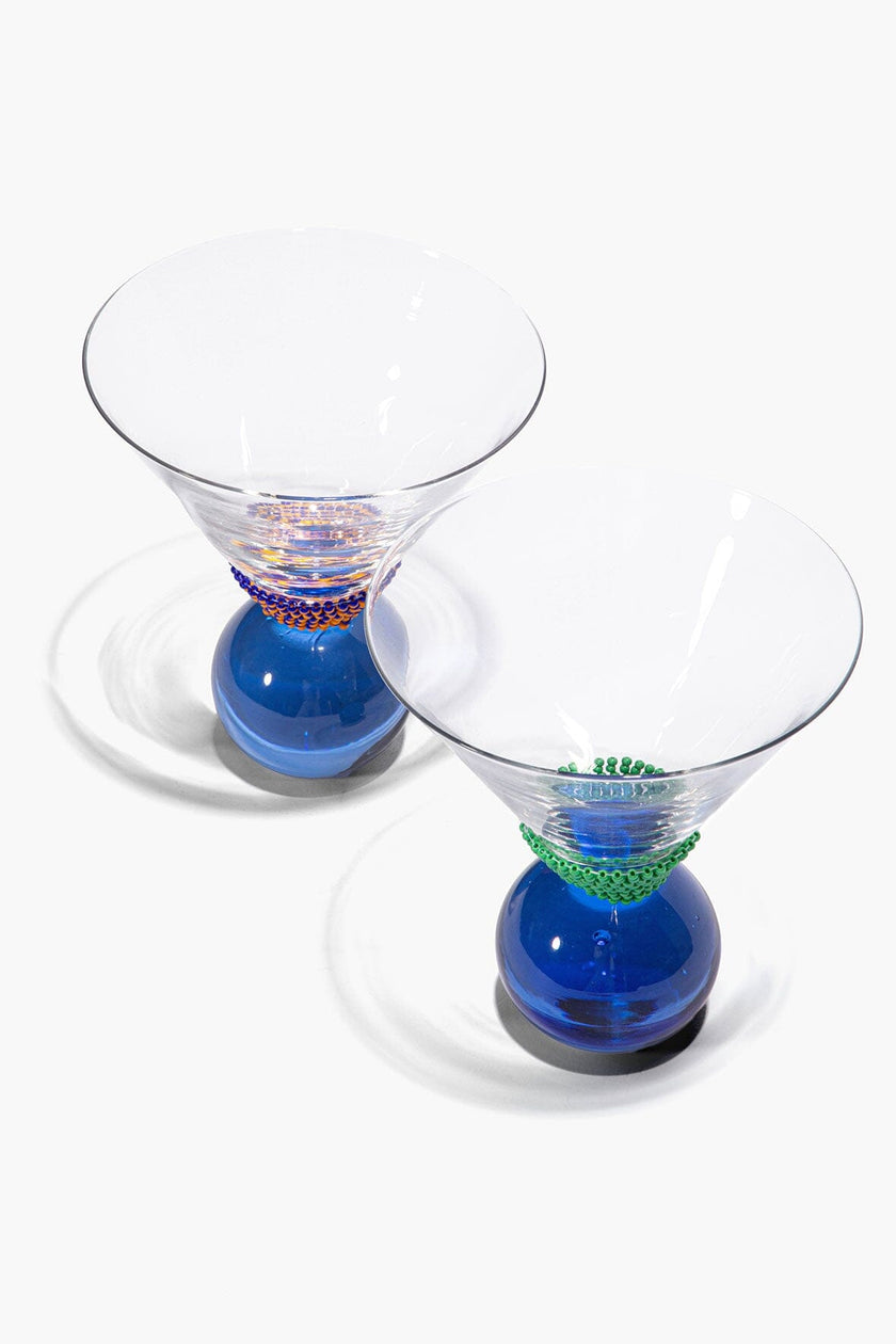 BEADED MARTINI BAR SET BLUE STRIPE - Image 2