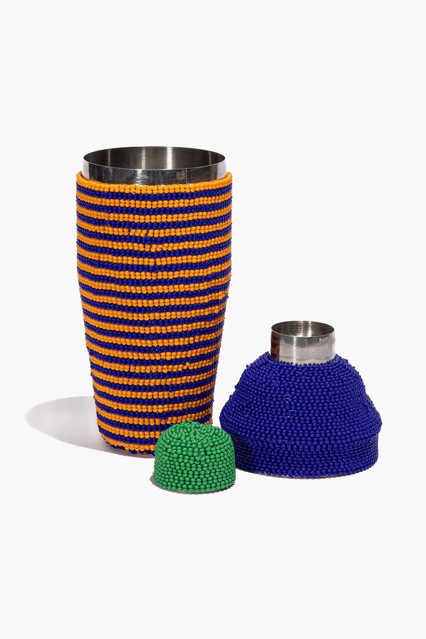BEADED MARTINI BAR SET BLUE STRIPE - Image 4