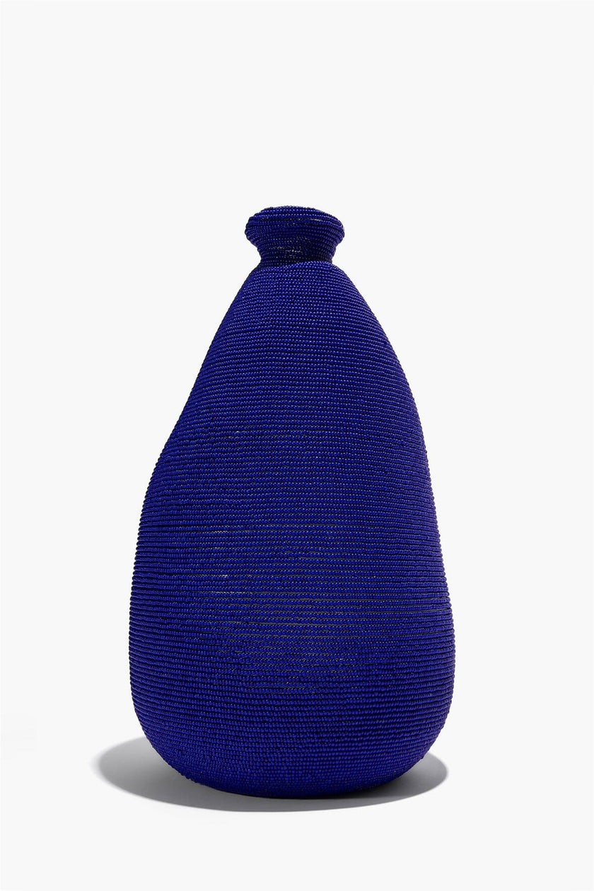 HAND-BEADED VASE BLUE