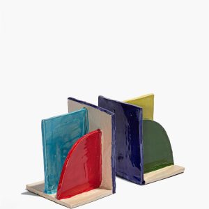 CERAMIC BOOKENDS RAINBOW GLAZE