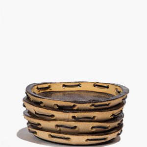COASTER SET CERAMIC LEATHER