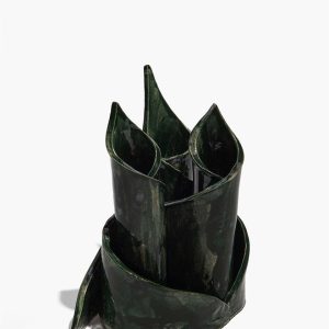 CERAMIC TRIPLE CANDLESTICK HOLDER FOREST GLAZE