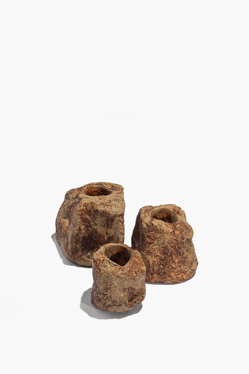 CANDLESTICK SET ORGANIC ROCK - Image 2