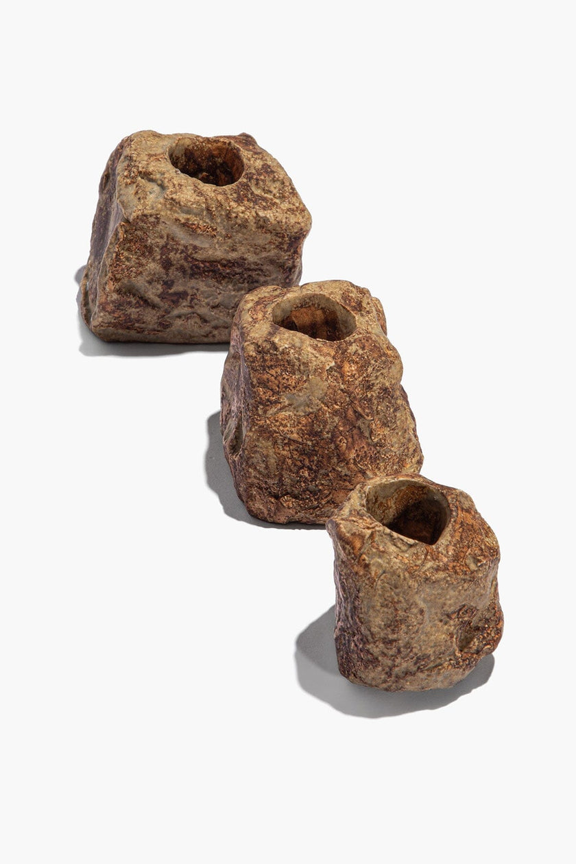 CANDLESTICK SET ORGANIC ROCK - Image 4